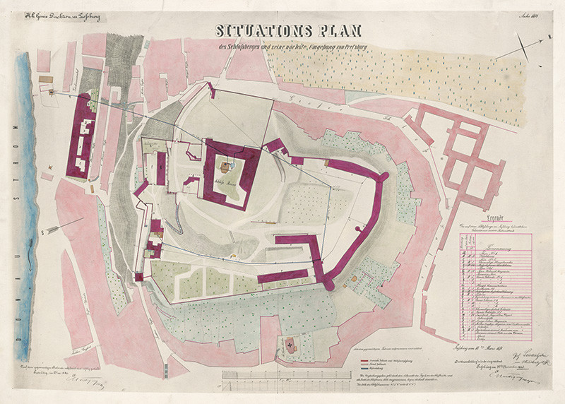 Stredoeurópsky autor z 19. storočia - Situačný plán bratislavského zámockého vrchu a okolia (1886), Slovenská národná galéria