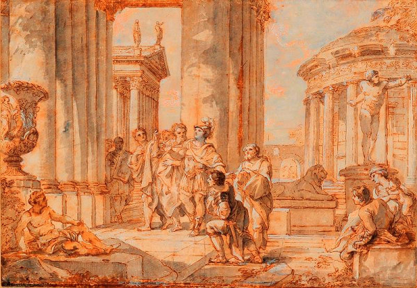 Giovanni Paolo Pannini – Římský vojevůdce před chrámem
