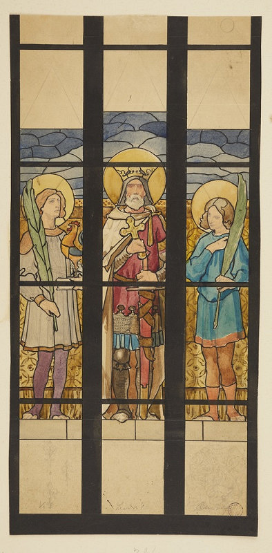 Karel Ludvík Klusáček – Návrh na vitraje pro klatovský chrám – sv. Vít, Ludvík a Rudolf