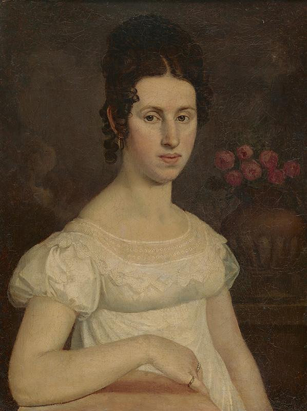 Stredoeurópsky autor z 1. polovice 19. storočia – Sediaca dáma v bielych šatách