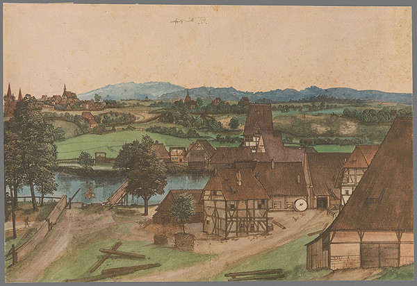 Albrecht Dürer – Pohľad na Norinberg a mlyn pri Pegnitz