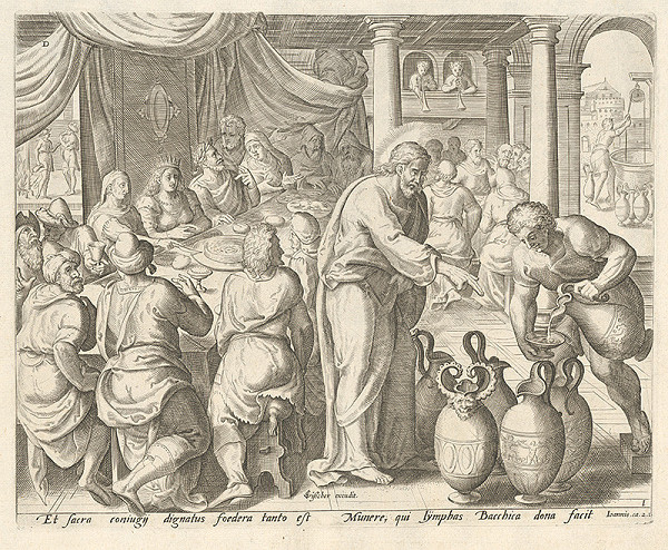 Claes Jansz. Visscher, Johan Wierix, Gerard P. Groenning – Svadba v Káne Galilejskej (Kristus premieňa vodu na víno)