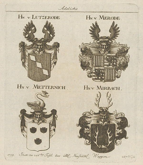 Stredoeurópsky grafik z 18. storočia – Skupina erbov