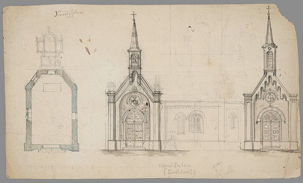 Karl Feigler – Fasáda a pôdorys kaplnky v Karlovej Vsi v Bratislave