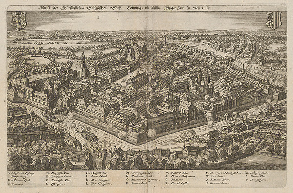 Stredoeurópsky grafik z 2. polovice 17. storočia – Obliehanie mesta Lipska v 17. storočí