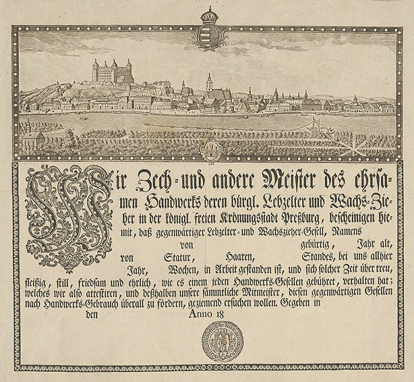 Ignac von Müller – Cechová listina medovnikárov a voskárov v Bratislave