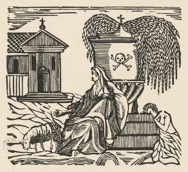 Moravský grafik z 1. polovice 19. storočia – Nešťastní milenci pri hrobe