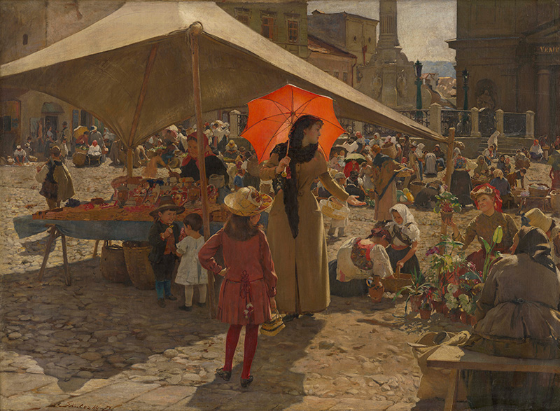 Dominik Skutecký – Trh v Banskej Bystrici, 1889, Stredoslovenská galéria