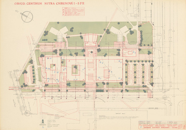 Michal Maximilián Scheer – Obvodné centrum v Nitre - Chrenová 1. Pôdorys situácie. M 1:500.