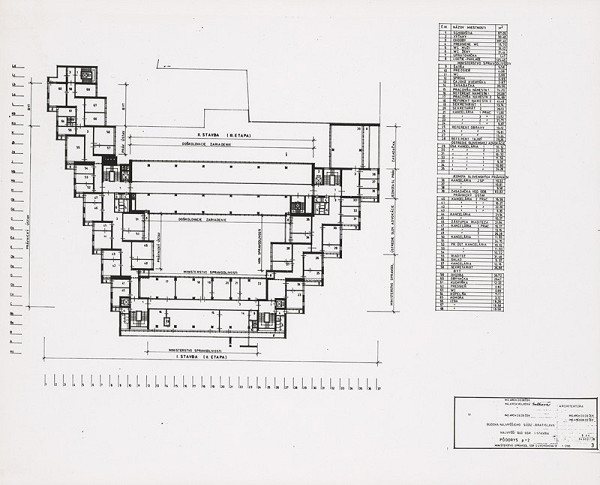 Vladimír Dedeček – Budova Najvyššieho súdu v Bratislave. Pôdorys p+2. M 1:200 (pôv.).