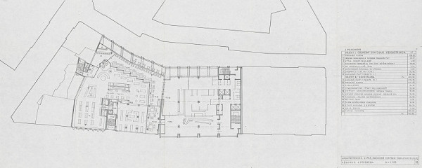 Vladimír Dedeček – Obchodné centrum Dunaj v Bratislave – súťažný návrh. Pôdorys 4. poschodia. M 1:200.