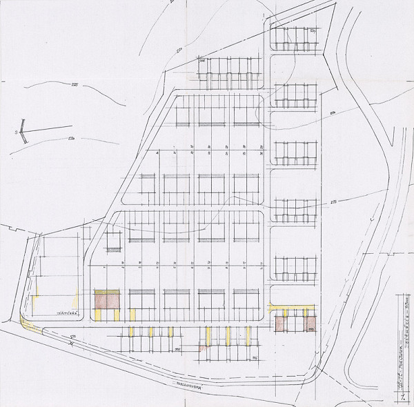 Vladimír Dedeček – Obytná štvrť Trenčín – pod Juhom. Súťažný návrh. Situácia. M 1:1000.