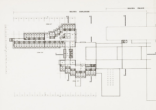 Rajmund Müller – Liečebný ústav Balnea Esplanade v Piešťanoch. Pôdorys.