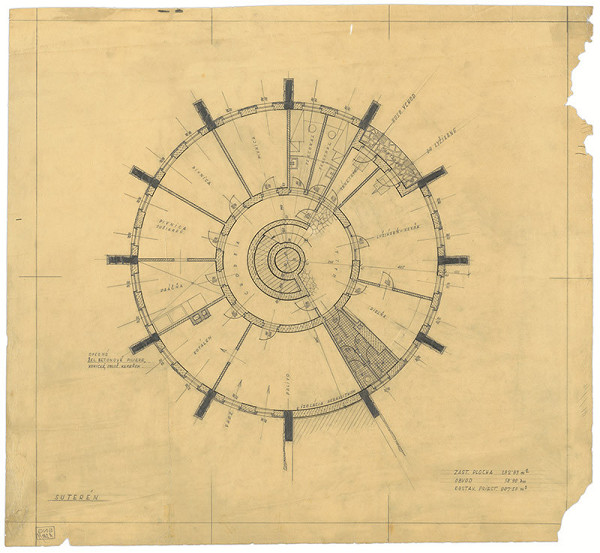 Ferdinand Čapka – Rotunda na Chopku. Pôdorys suterénu.