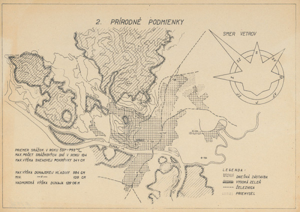 Ján Svetlík – Náčrt územného plánu pre Bratislavu. Prírodné podmienky s legendou a poznámkami.