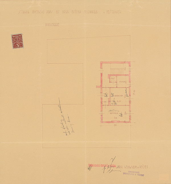 Friedrich Weinwurm, Ignác Vécsei – Obytný dom pre pána Evžena Feldmára v Piešťanoch - manzard