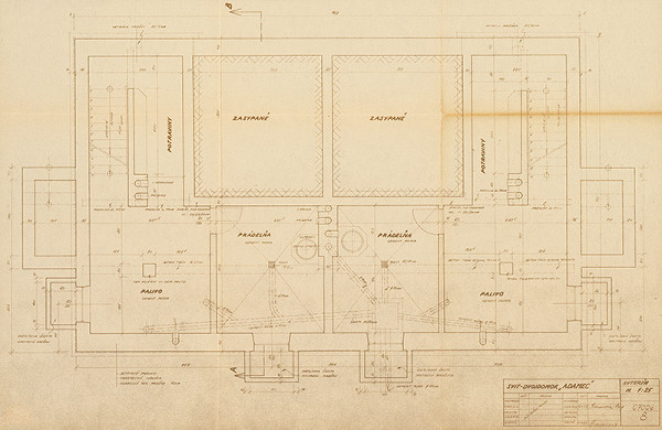 Neznámy autor – Svit - Dvojdomok „Adamec“. Pôdorys suterénu. M 1:25