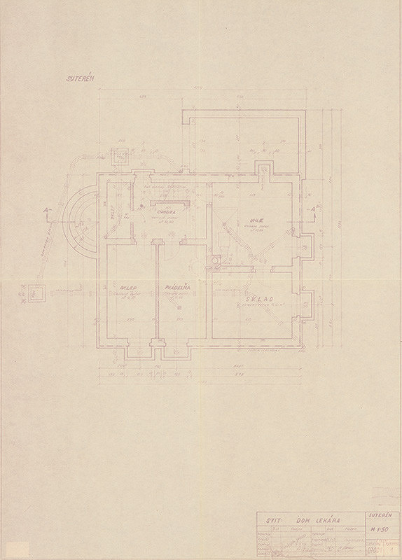 Neznámy autor – Svit - Dom lekára - pôdorys suterénu. M 1:50