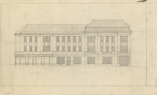 Milan Michal Harminc – Prestavba Tatra banky v Žiline. Priečelie. M 1:100.
