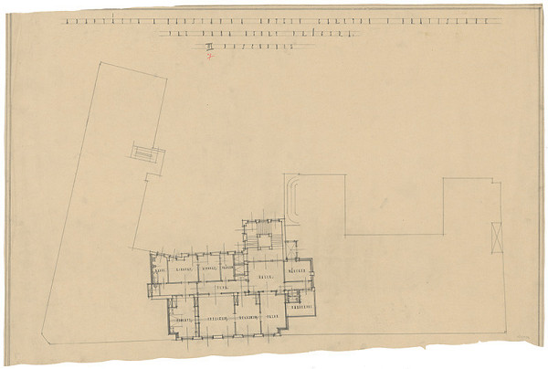 Milan Michal Harminc – Hotel Carlton-Savoy v Bratislave. Pôdorys 7. poschodia - podkrovia. M 1:100 (nezn.)