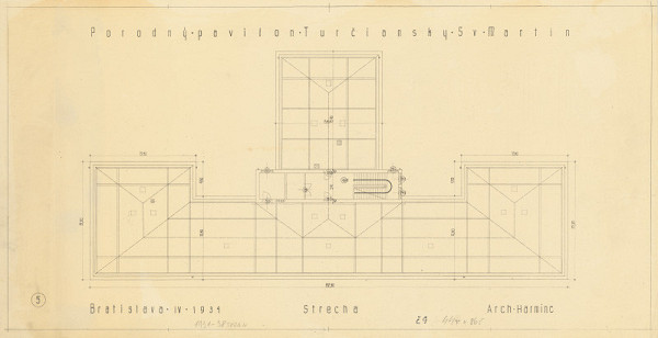 Milan Michal Harminc – Pôrodný pavilón v Martine. Strecha