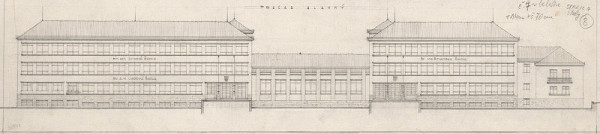 Milan Michal Harminc – Ľudová a meštianska škola v Skalici. Hlavný pohľad. M nezn.