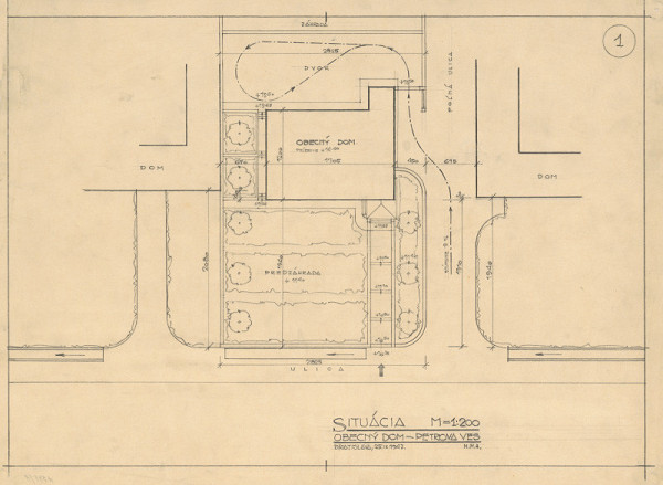 Milan Michal Harminc – Obecný dom v Petrovej Vsi. Situácia. M 1:200.