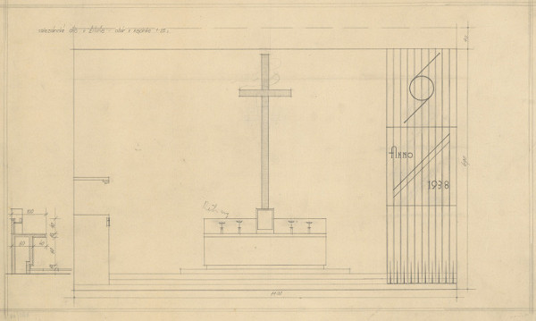Michal Maximilián Scheer – Saleziánsky ústav v Žiline. Návrh oltára v kaplnke. M 1:25