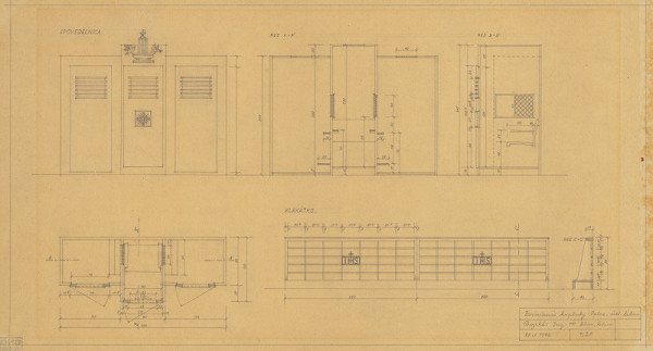 Michal Maximilián Scheer – Saleziánsky ústav v Žiline. Spovedelnica a klakátko. Pohľad, pôdorys a rez. M 1:20