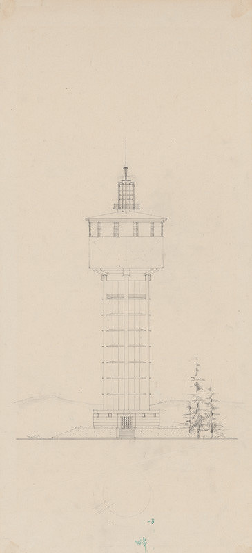 Emil Belluš – Vodovod, vodojem a studňa v Trnave. Rysovacie skice. M 1:200.