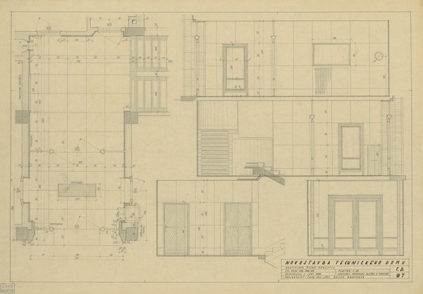 Emil Belluš – Technický dom v Bratislave. Kamenné dlažby a obklady vo vestibule. M 1:25