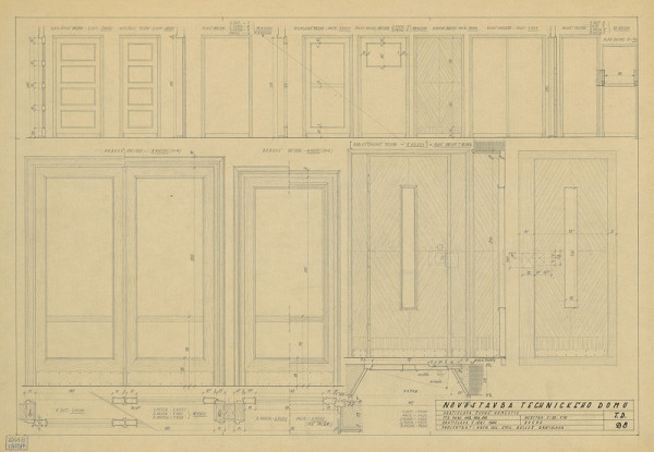 Emil Belluš – Technický dom v Bratislave. Dvere. M 1:20, M 1:10.