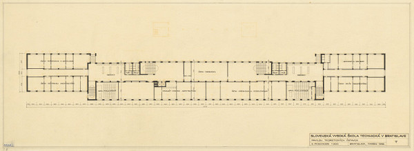 Emil Belluš – Slovenská vysoká škola technická v Bratislave (Fakulta architektúry STU). Pôdorys 3. poschodia.