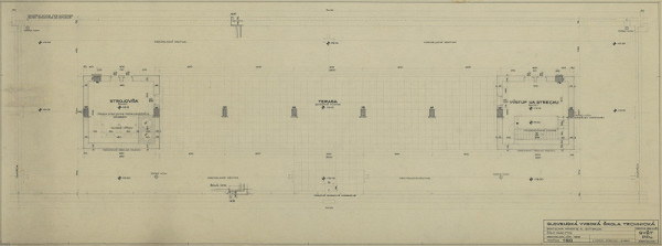 Emil Belluš – Slovenská vysoká škola technická v Bratislave (Fakulta architektúry STU). Pôdorys strechy (stred). M 1:50