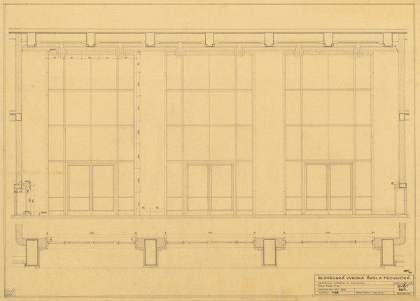 Emil Belluš – Slovenská vysoká škola technická v Bratislave (Fakulta architektúry STU). Úprava vestibulu. M 1:25