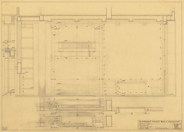 Emil Belluš – Slovenská vysoká škola technická v Bratislave (Fakulta architektúry STU). Arch. úprava vestibulu. M 1:25