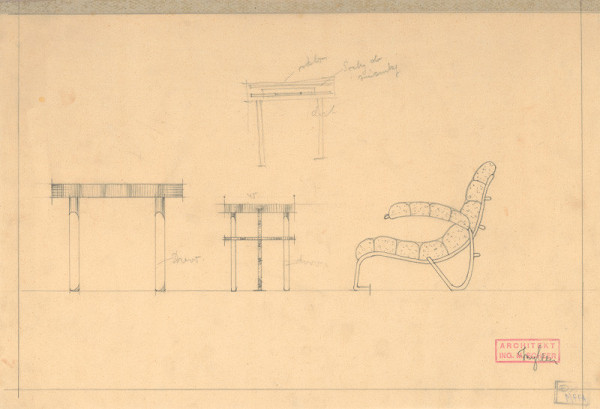 Michal Maximilián Scheer – Návrhy nábytku. Stolík a kreslo.