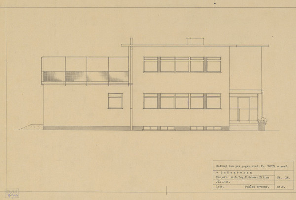 Michal Maximilián Scheer – Rodinný dom generálneho riaditeľa Fr. Kouta v Ružomberku. Severný pohľad. M 1:50