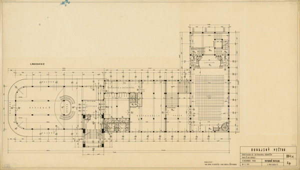 Ján Štefanec, Pavel Andrík – Administratívna budova Dunajského veľtrhu v Bratislave. Pôdorys 1. poschodia. M 1:100.