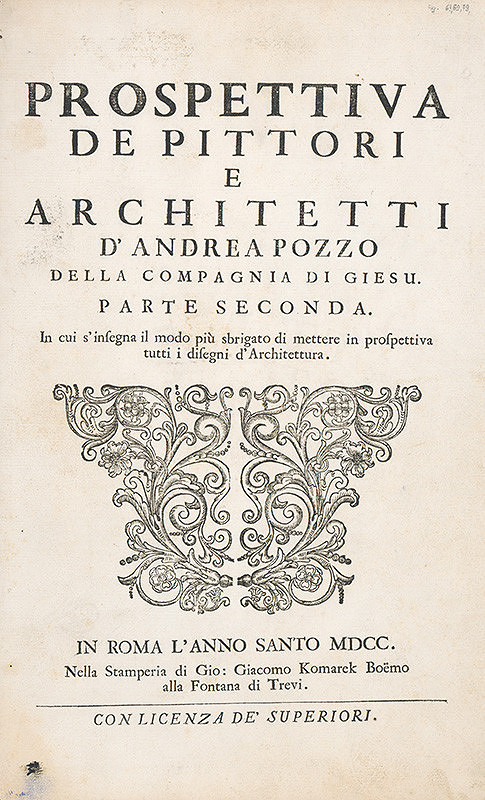 Andrea Pozzo, Giacomo Böemo Komarek – Titulný list albumu Perspettiva di Pittori e Architetti