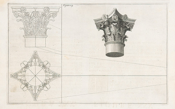 Andrea Pozzo, Giacomo Böemo Komarek – Fig.29. - Korintská hlavica stĺpu z bočného pohľadu