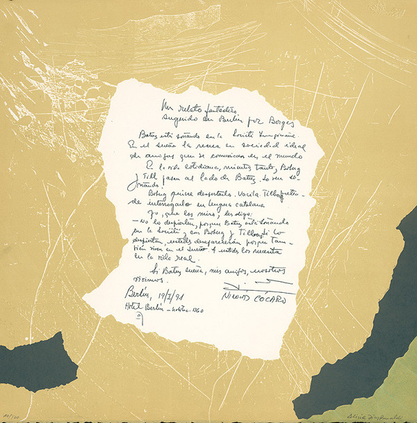 Rinaldi Alica Diaz – Dvojlist z argentínskeho portfólia Correspondence-Societé Imaginaire, text Nicolas Cocaro, 1991