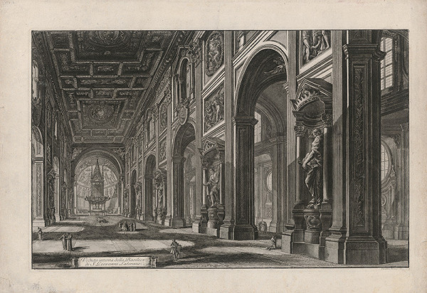 Giovanni Battista Piranesi – Pohľad do interiéru baziliky sv. Jána v Lateráne