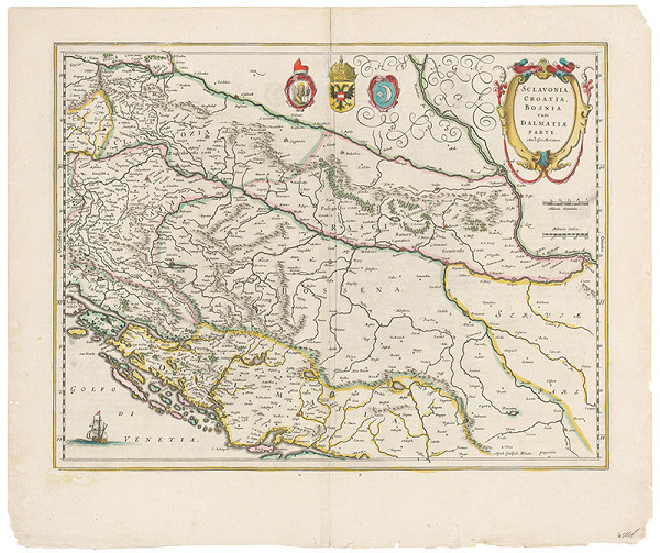 Neznámy grafik – Mapa Slavónska, Chorvátska, Bosny a časti Dalmácie