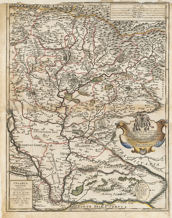 Giovanni Giacomo de Rossi – Mapa Uhorska (pravá, východná časť)