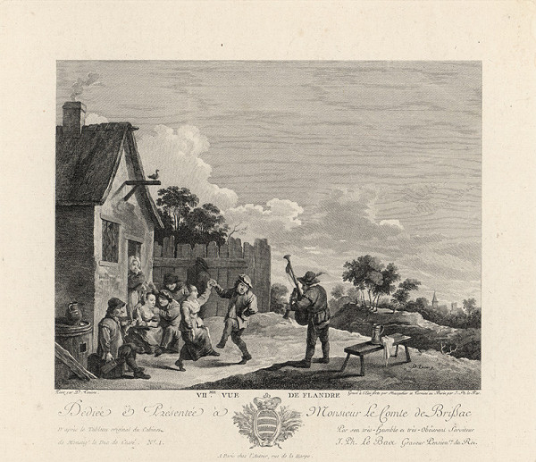 Louis Joseph Masquelier, David Teniers – Pohľad na Flandry: Zabávajúci sa dedinčania