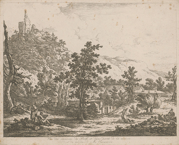 Francúzsky autor z 18. storočia – Pohľad na okolie Brill a časť domu a záhrady pána Casanovu