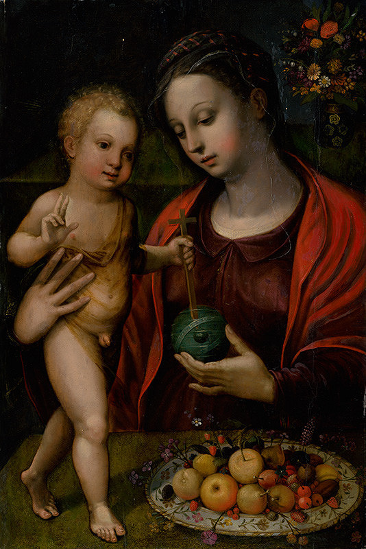 Pieter Coecke van Aelst st., Nizozemský maliar z polovice 16. storočia – Madona s dieťaťom pri stole