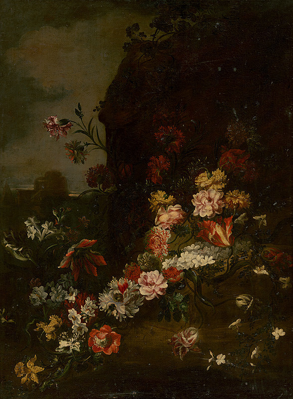 Taliansky maliar z konca 17. storočia – Flower Still Life in Nature