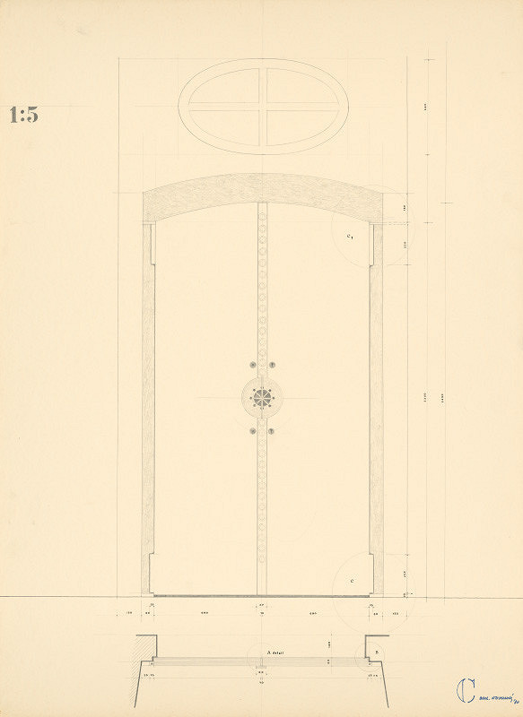 Viktor Holešťák-Holubár – Brána. OPS Nitra - múzeum. C - Nárys, detaily. M 1:5